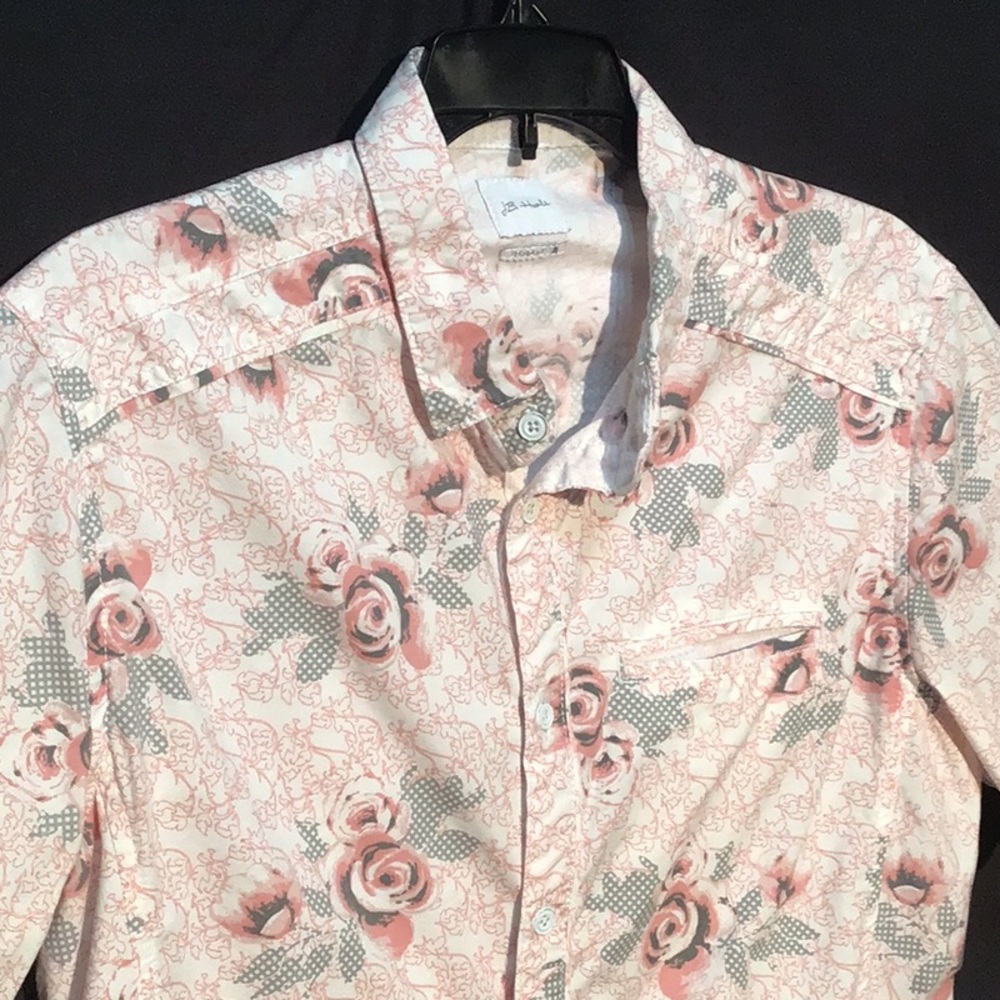 Men's Pink Floral Casual Button-Down Shirt